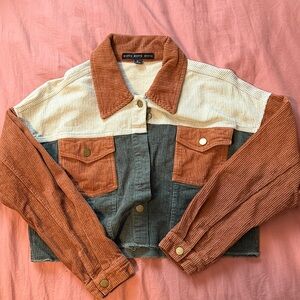 HYFVE Three-Tone Corduroy Jacket in Rust, Cream & Gray